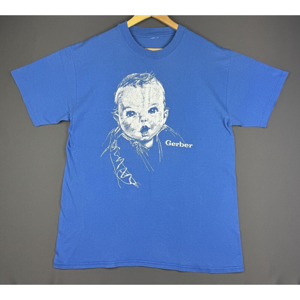 Vintage 90s Crazy Gerber Baby Food Promo Snack Rare Blue Single Stitch